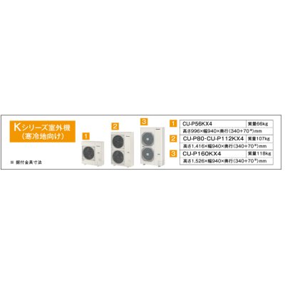 画像2: 新潟・長野・石川・富山・福井・山梨・業務用エアコン　パナソニック　寒冷地向けエアコン　天吊形厨房専用エアコン　PA-P160V4KXD　P160形 （6HP）　Kシリーズ　同時ツイン　三相200V　寒冷地向けパッケージエアコン